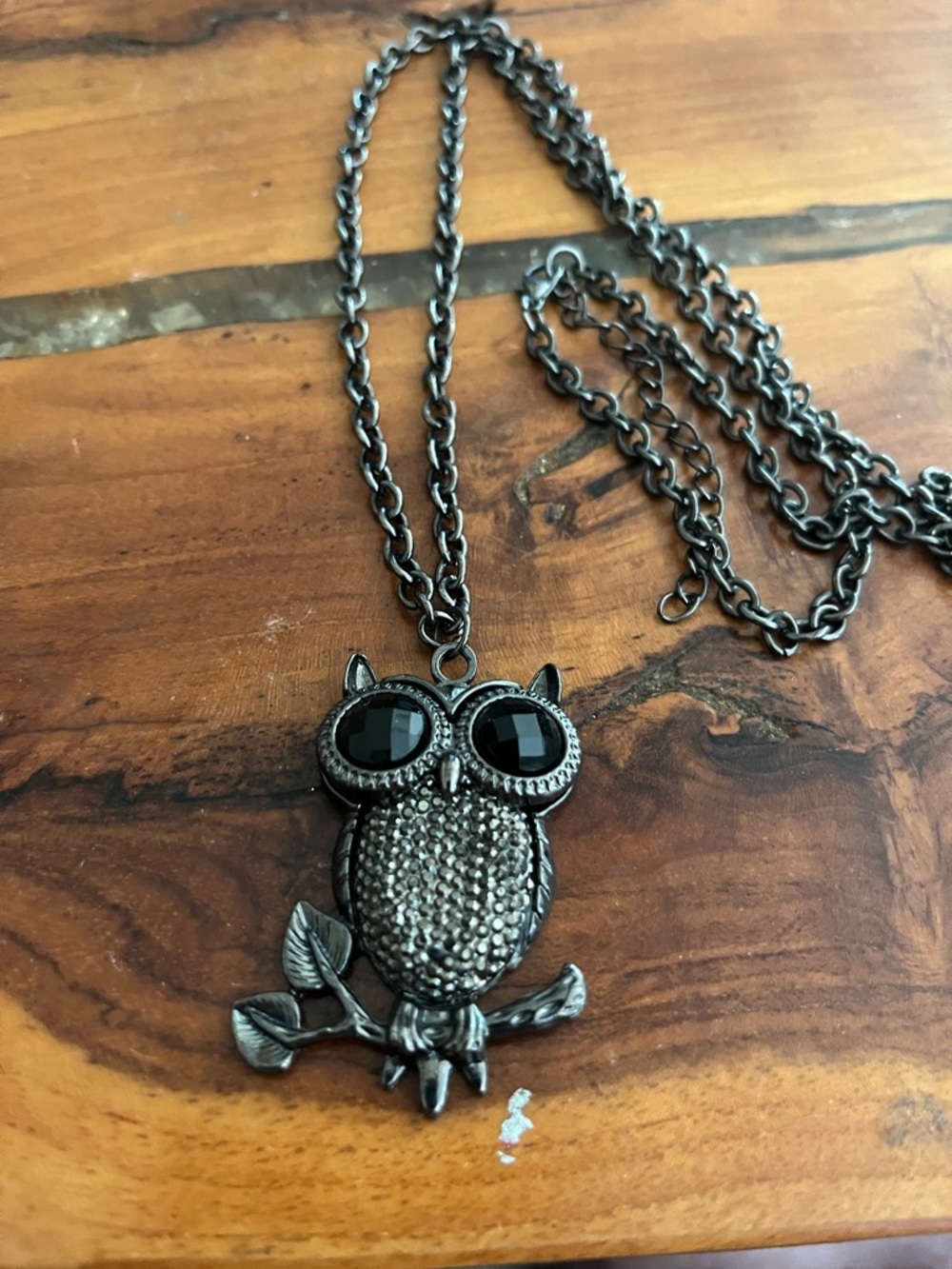 Gunmetal Owl Pendant Necklace - Women Jewelry